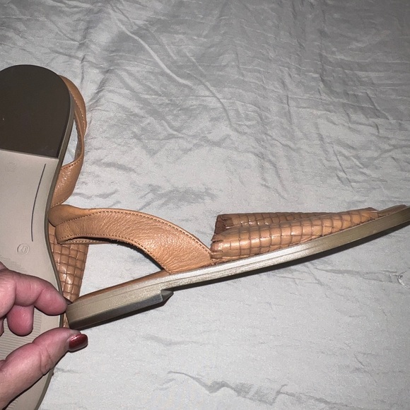 Spring Step Brown Leather Flats Slingback Toe cut out Sandals Size 37 - Picture 7 of 8